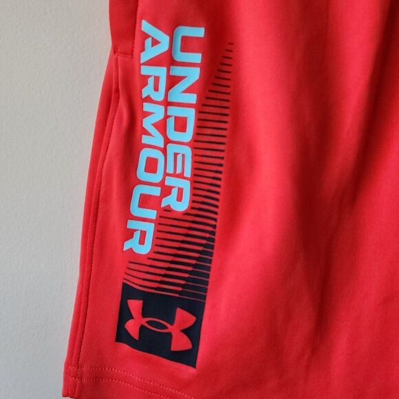 Boy's Under Armour Red Shorts | Size Medium | Elastic Waist, Loose Fit - Picture 2 of 5